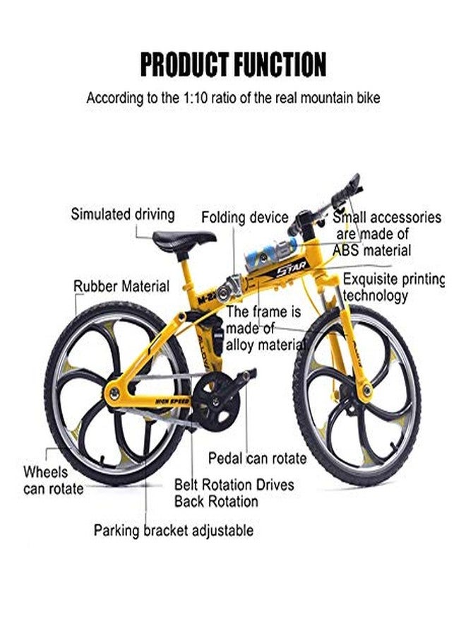 Lynkaye 1pcs Mini Bike Finger Mountain Bike Zinc Alloy Finger Mountain Bike Mini Bicycle Model Cool Boy Toy Decoration Crafts for Home，Bedroom, Living Room, Office, Study Decoration (Yellow) - Image 3